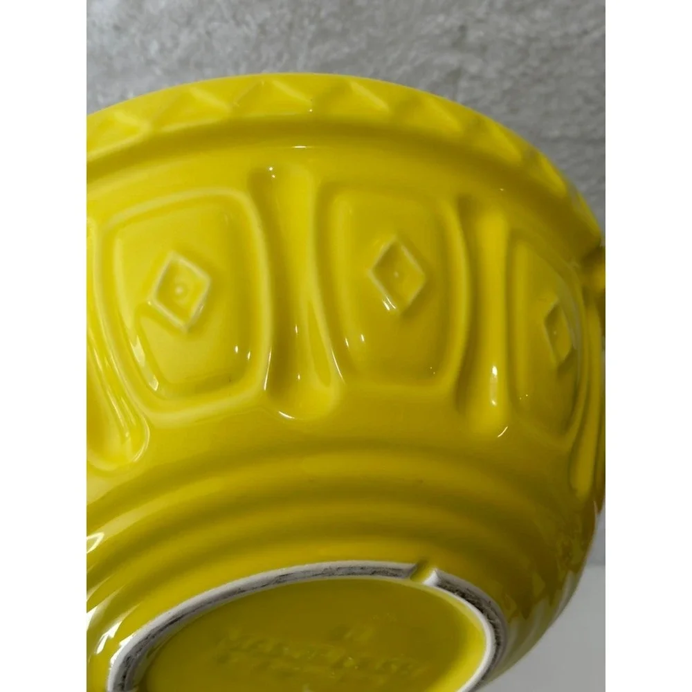 Mason Cash S12 Mixing Bowl Yellow Embossed Earthenware 11.5 Inch Made in England